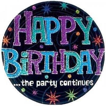 Happy Birthday Party Platter Pack, Black, 8pcs