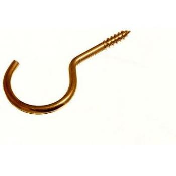 CUP HOOK SCREW IN UNSHOULDERED 50MM BRASS PLATED
