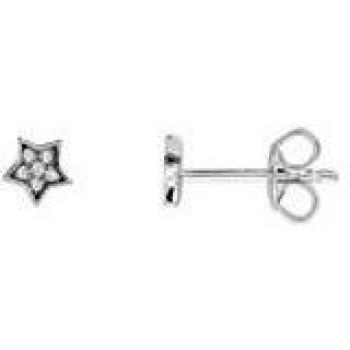925 Sterling Silber Stern‑Ohrstecker für Damen, Rhodiniert, mit Zirkonia – Artikel XS3470