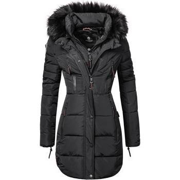 Marikoo lange Jacke mit Teddyfutter und Kunstfellkragen „Moonshine“ – M