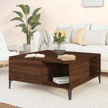 Brown Oak Coffee Table 80x80x36.5 cm Engineered Wood vidaXL