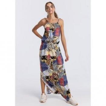 Lois Jeans Robe Longue Femme Multicolore Sans Bretelles