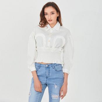 TWOTWINSTYLE Women's Short Ruched Blouse
