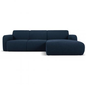 Canapé d'angle droit en tissu bouclé bleu océan 4 places