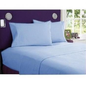 Falda de cama 400 hilos azul claro sólido Euro pequeña sola 100% algodón egipcio