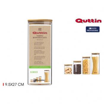Quttin Vorratsbehälter aus Borosilikatglas mit Bambusdeckel (10,2 x 28 cm)