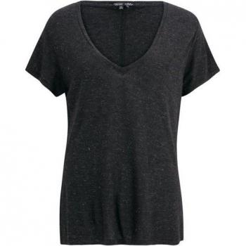 Superdry Women's Embroidered V-Neck Tee in Black