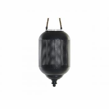 Portavela de metal y cuerda con detalles en cristal, estilo DKD Home Decor Marrón Negro (22 x 22 x 43 cm)