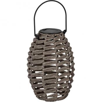 EGLO Grey Wicker Solar-Powered Table Lamp