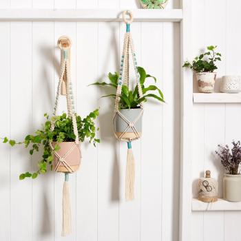 Beige Two Sisters Macrame Plant Hanger Kit