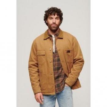 Chore Surplus Lässige Baumwolljacke – Langarm, 4 Taschen, Braun, XL