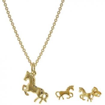 Sternenpferd Geschenkset für Kinder: Gold 333 Kette & Ohrringe