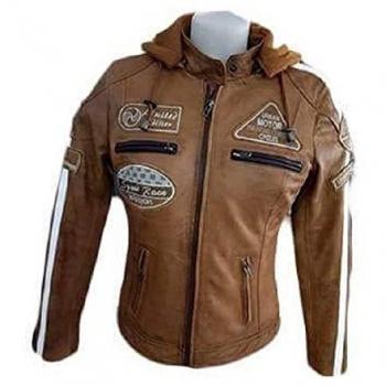 Veste Biker Cuir Urban Mixte 58 pour Femme, Tan, XL EU