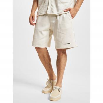Shorts Pegador con Logo in Felpa Heavy, Beige/Nero