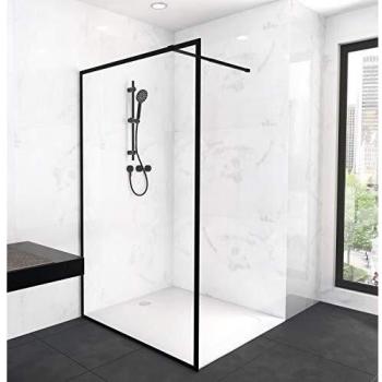 Walk-in-Dusche MARWELL MARWELL CITY, schwarz (matt, schwarz), B:120cm H:200cm, Duschwände, BxH: 120x200 cm, verstellbarer Stabilisationsbügel
