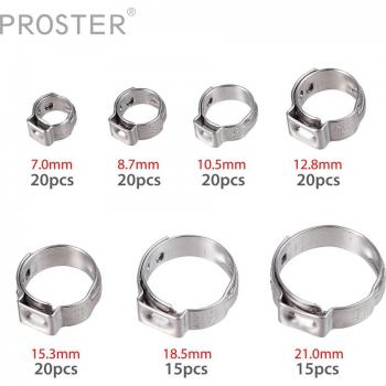 Proster 130Pcs 7-21mm Stainless Steel Stepless Hose Clamps