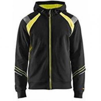 Felpa Hi-Vis con zip e cappuccio Nero/Giallo Taglia S