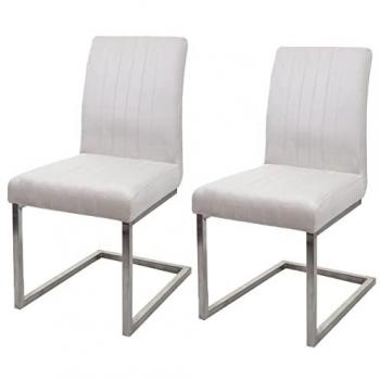 Ensemble de 2 chaises visiteurs MENDLER HWC‑L14 Cantilever – Velours Inox Brossé Crème-Blanc