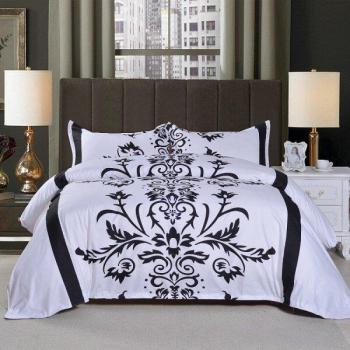Black and White Floral Queen Bedding Set