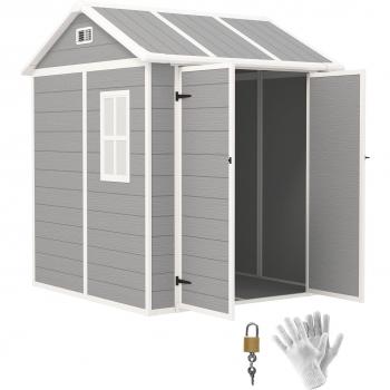 Casetta di Resina Outsunny 1,80 m × 1,80 m – Verde Grigio