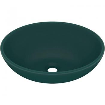 Céramique Lavabo Ovale – Design Luxe en Vert Mat – 40×33 cm