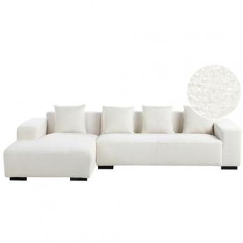 Canapé d'angle Lungo 4 places blanc bouclé à droite
