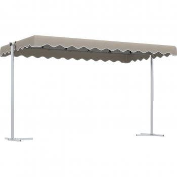 Outsunny Markise, 4,02 x 2,27 m, freistehend, mit drehbarem Dach, für Garten und Balkon, Polyester, Khaki