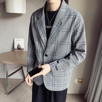 Blazer à carreaux homme, manteau casual, double boutonnage, coupe ajustée, printemps automne 2022