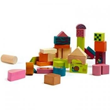 Multicolored Oops Wooden Building Blocks – 50 Piece Playset
