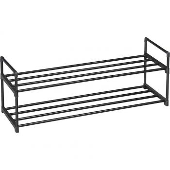 Scarpiera in Metallo a 2 Ripiani, Nera (30 x 92 x 34 cm)