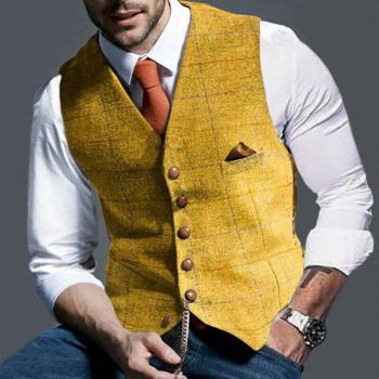 Chaleco de traje estilo Beckham, lana ajustada