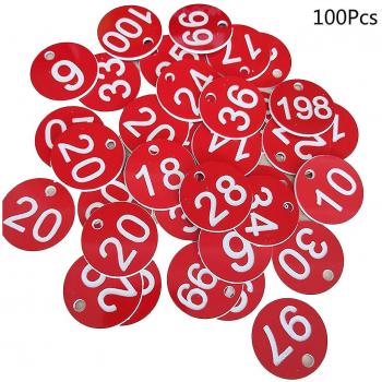100 Etiquetas de Identificación para Llaveros en Rojo
