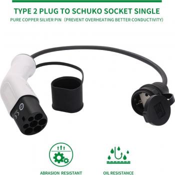 Type 2 to Schuko EV Charging Adapter 16A 0.5M