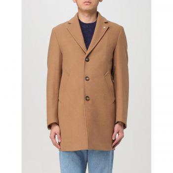 Brown Wool Blend Single-Breasted Coat for Men by Manuel Ritz
