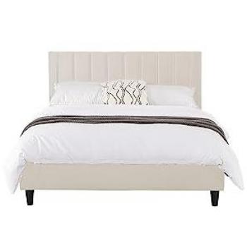 Lit velours beige 160x200 CAMBRIDGE CONCEPT USINE