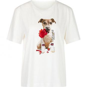Marc Cain Offwhite T-Shirt mit Pailletten, Größe 34