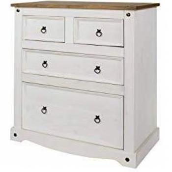 Solid Wood 4 Drawer Chest Wax Finish Bedroom Furniture Storage Unit 3 Colours