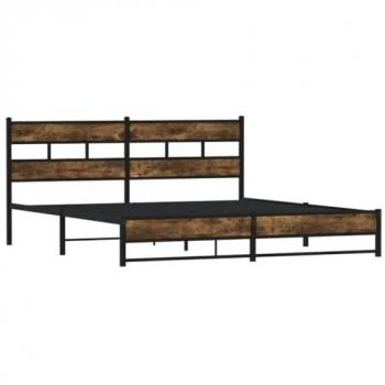 VidaXL Doppelbett Metall Räuchereiche 200x200 cm