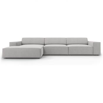Couch Angle 4 Places Micadoni Home Gris Clair Tissu Structuré