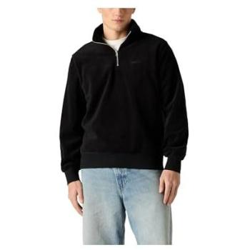 Levi's ORIGINAL HM 1/4 ZIP Regular Fit Herren‑Sweatshirt L – Mineral Schwarz, Flachstrickbündchen