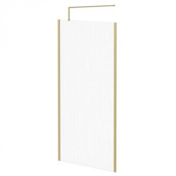 Aluminium/Glass 8 mm Fluted Brass Shower Screen, 1850 × 1000 mm with End Profile and Support Bar