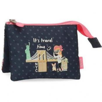 Billetero infantil Enso Travel Time con tres compartimentos y diseño juvenil
