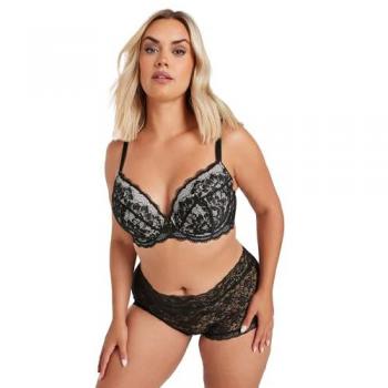 Luxe Liza Lace Black Padded Plunge T-Shirt Bra – 44DD