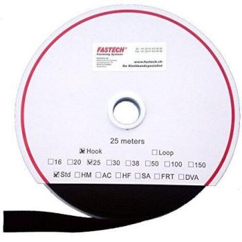 FASTECH® Soft Hook-and-Loop Tape 25000 mm x 50 mm Black 25 m