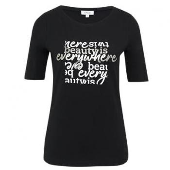 Slim‑Fit Elastisches Frontprint‑T-Shirt