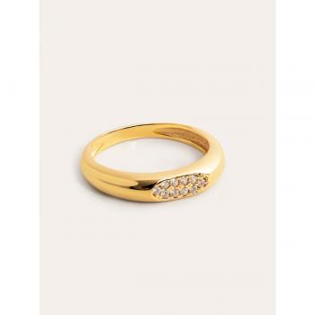 Elegancia femenina: Anillo Signet Ivory bañada en oro 18K