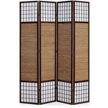 Paravent à l’effigie du riz brun et blanc – 4 panneaux – 200 × 172 cm – Design moderne