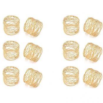 12PCS Metal Napkin Ring Set for Family Dinner