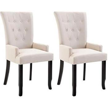 VidaXL Set di 2 sedie da pranzo con braccioli beige