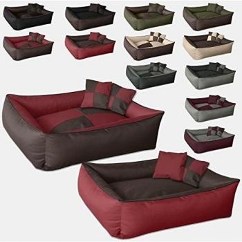 Coussin pour chien Beddog Max Quattro 2en1 avec panier et lit XXL, Sultan (Rouge/Brun)